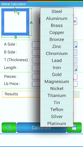 Metal Weight Calculator - Image screenshot of android app