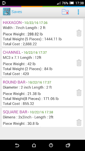 Metal Weight Calculator - عکس برنامه موبایلی اندروید