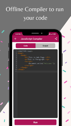 JavaScript - Image screenshot of android app