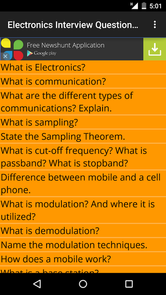 Electronics Interview Question - عکس برنامه موبایلی اندروید