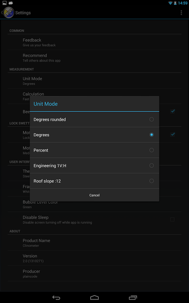 Clinometer  +  bubble level - عکس برنامه موبایلی اندروید