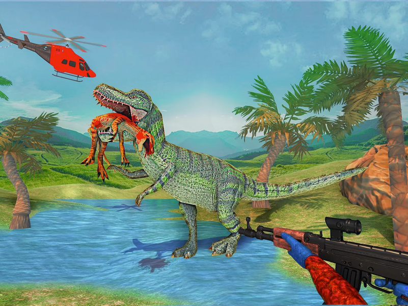 Dinosaur Shooter - Desert Dino - Gameplay image of android game
