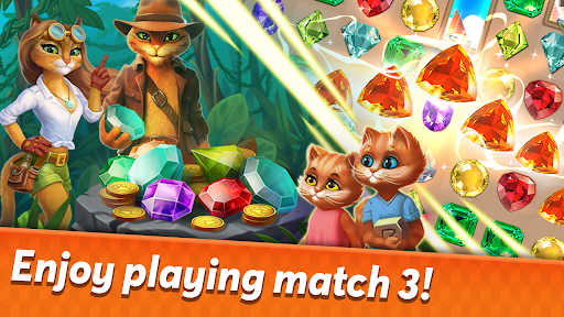 Indy Cat 2: Match 3 game - Gameplay image of android game