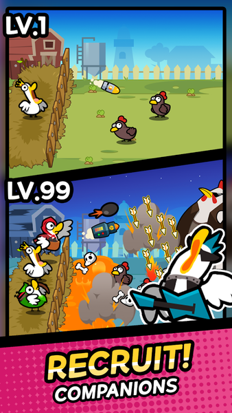 Duck vs Chicken : Idle Defense - Gameplay image of android game