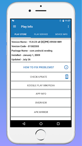 Check Device Details & Check Play Servicee Update - عکس برنامه موبایلی اندروید