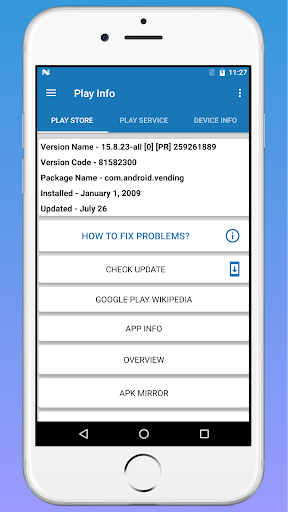 Check Device Details & Check Play Servicee Update - Image screenshot of android app