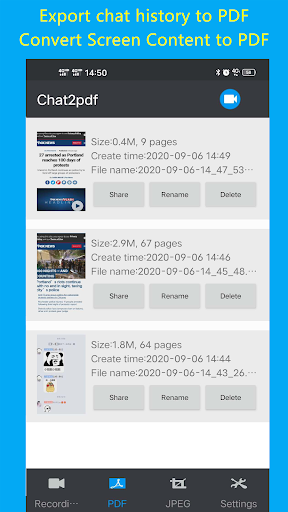 Backup/export chat history to pdf (demo) - Image screenshot of android app