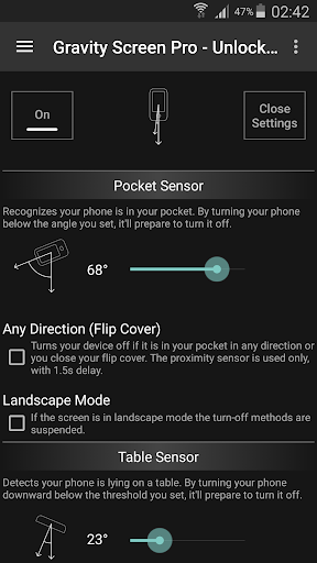 Gravity Screen - On/Off - Image screenshot of android app