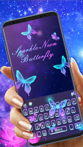 Butterfly Sparkle Neon Keyboard Theme - Image screenshot of android app