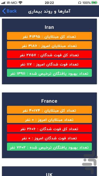کرونا ویروس - عکس برنامه موبایلی اندروید