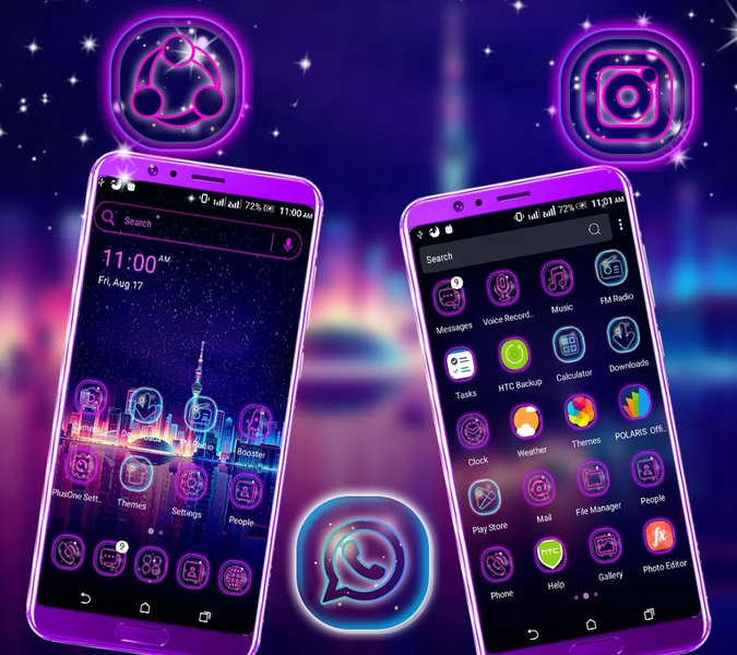 Neon City Launcher Theme - Image screenshot of android app