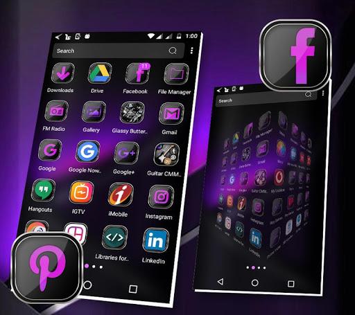 Purple Black Launcher Theme - Image screenshot of android app