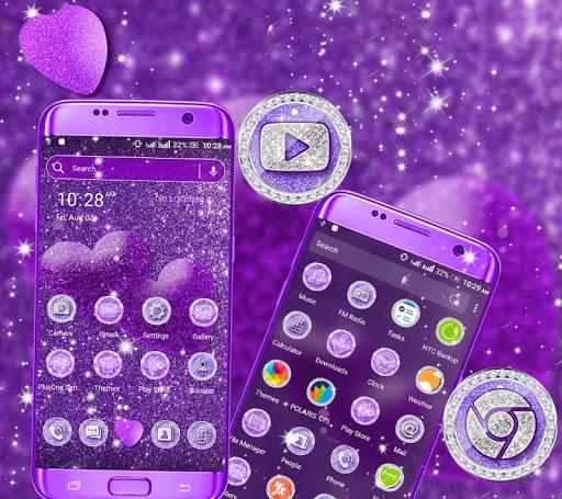 Purple Glitter Launcher Theme - Image screenshot of android app