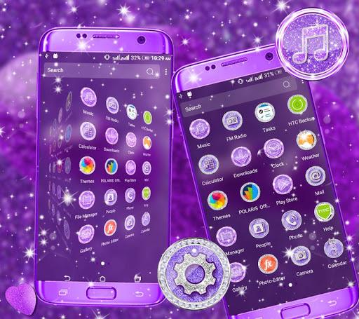 Purple Glitter Launcher Theme - Image screenshot of android app