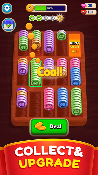 Pocket Sort: Coin Merge Puzzle - Gameplay image of android game