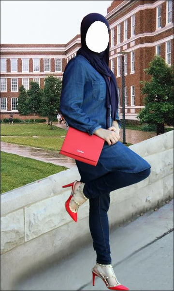 Hijab Girl Jeans Photo Suits - Image screenshot of android app