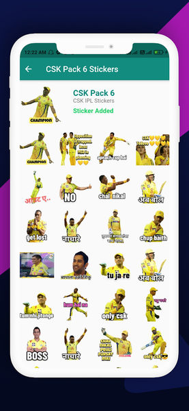 CSK IPL 2021 Stickers - Image screenshot of android app
