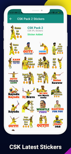CSK IPL 2021 Stickers - Image screenshot of android app