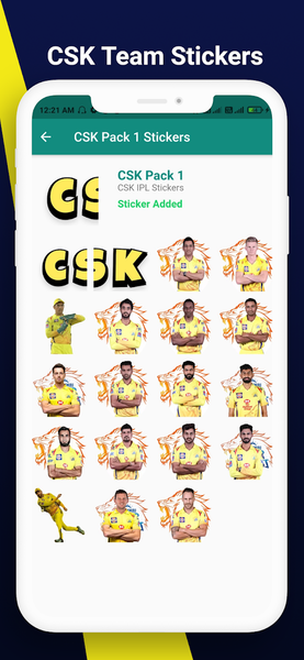 CSK IPL 2021 Stickers - Image screenshot of android app