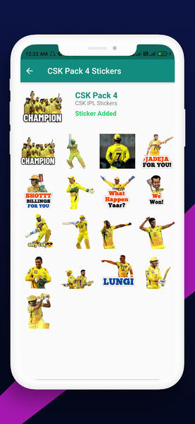 CSK IPL 2021 Stickers - Image screenshot of android app