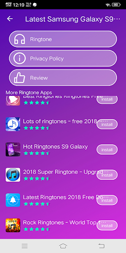 Latest Samsung Galaxy S9 ringtones - Image screenshot of android app