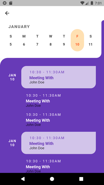 UI Challenges - Flutter - Image screenshot of android app