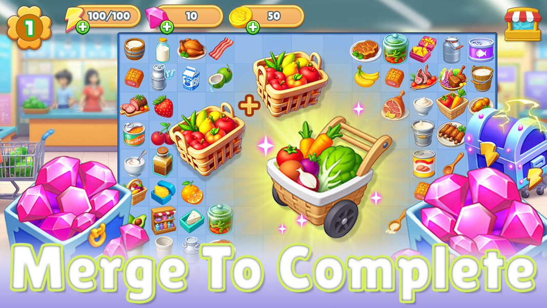 Supermarket Affairs - Merge - Gameplay image of android game