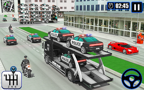 US Police Car Transport Truck: Police Vehicle Transporter Games