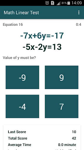 Math Linear Test - Image screenshot of android app