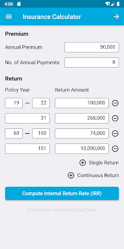 Insurance Calculator - Image screenshot of android app