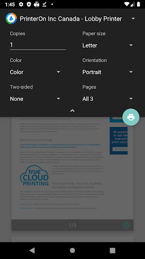 PrinterOn Print Service - Image screenshot of android app