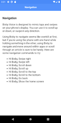 Commands & Guide for Bixby - Image screenshot of android app