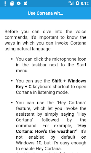 Voice Commands for Cortana - عکس برنامه موبایلی اندروید
