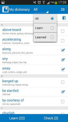 Turkish - English dictionary - عکس برنامه موبایلی اندروید
