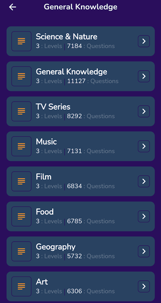 Trivia Quiz app AI knowledge - Gameplay image of android game