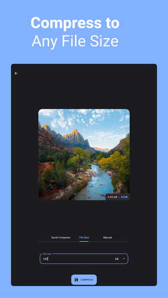 Compress Image - MB to KB - Image screenshot of android app