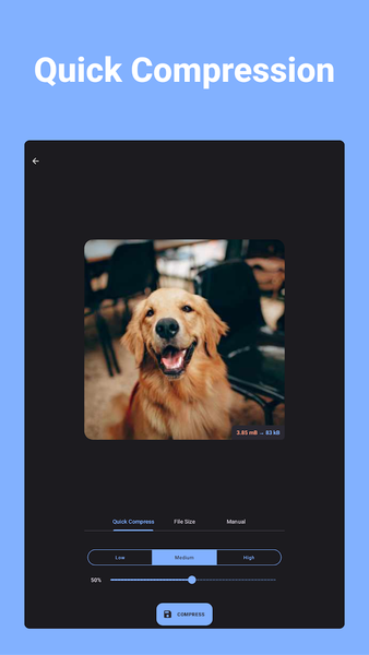 Compress Image - MB to KB - Image screenshot of android app