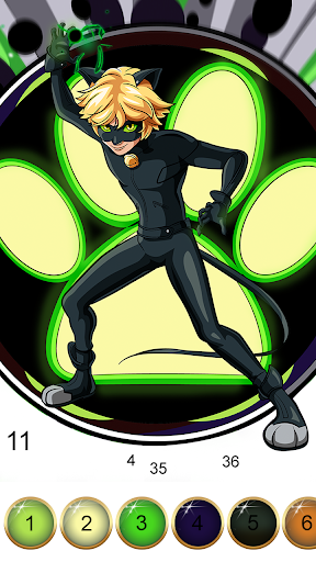 Miraculous Ladybug & Cat Noir. Color by number - Gameplay image of android game
