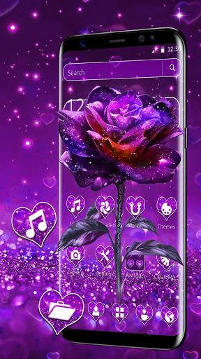 Purple Glitter Dreamy Rose Theme - Image screenshot of android app