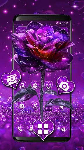 Purple Glitter Dreamy Rose Theme - Image screenshot of android app