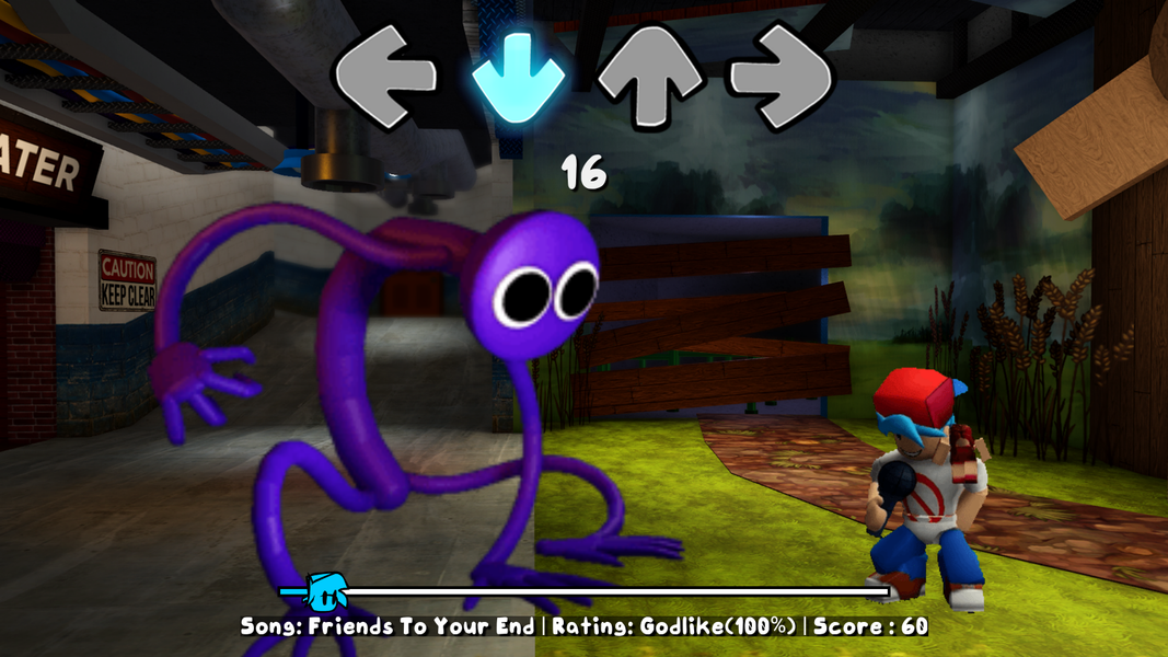 Purple Rainbow Friends FNF Mod - Gameplay image of android game