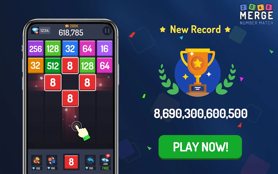 Numbers Game - ۲۰۴۸ Merge - عکس بازی موبایلی اندروید