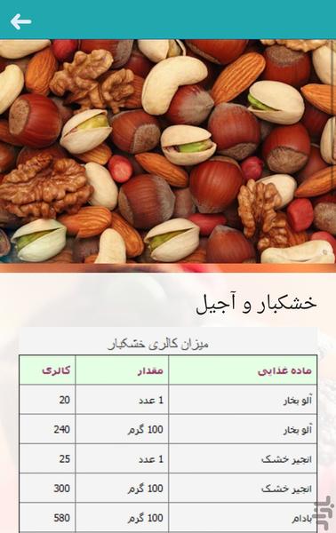 کالری مواد غذایی(کالری دان) - Image screenshot of android app
