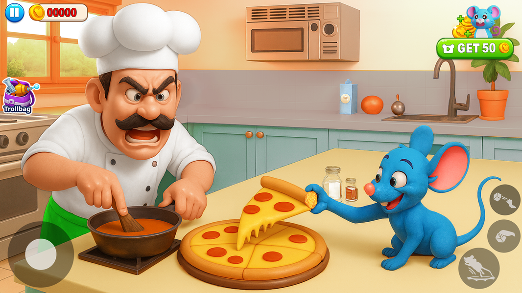 Chef vs Mouse: Prank Battle - Gameplay image of android game