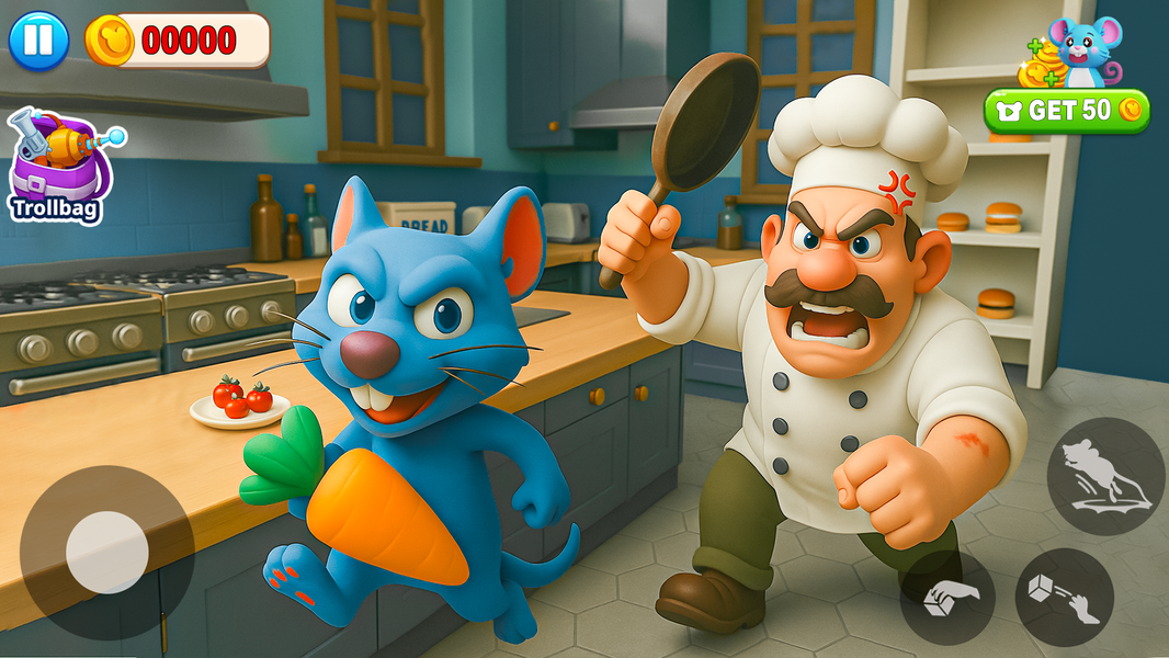 Chef vs Mouse: Prank Battle - Gameplay image of android game