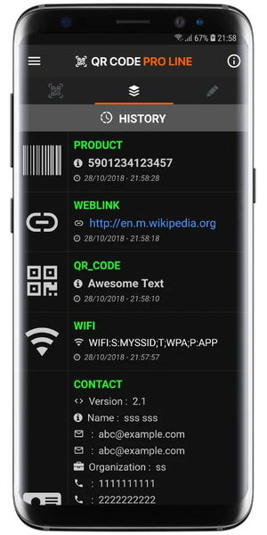 QR Code Reader Pro Line - عکس برنامه موبایلی اندروید