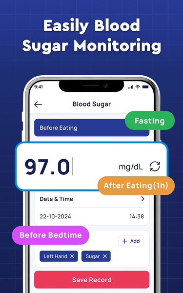 Blood Sugar & Pressure Tracker - Image screenshot of android app