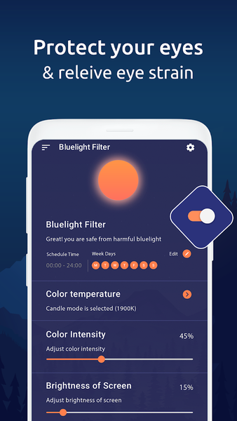 Blue Light Filter - Night Mode, Reading Mode - عکس برنامه موبایلی اندروید