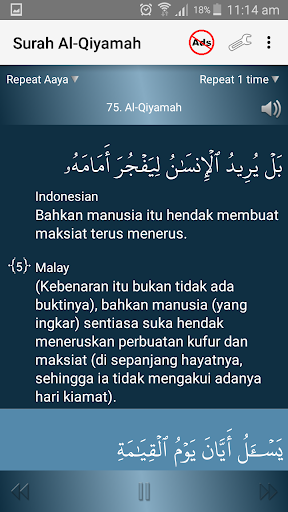 Surah Al-Qiyamah- سورة القيامة - Image screenshot of android app