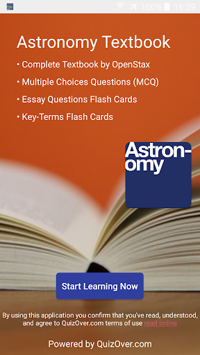 Astronomy Textbook, MCQ, Test Bank, Flash Cards - Image screenshot of android app